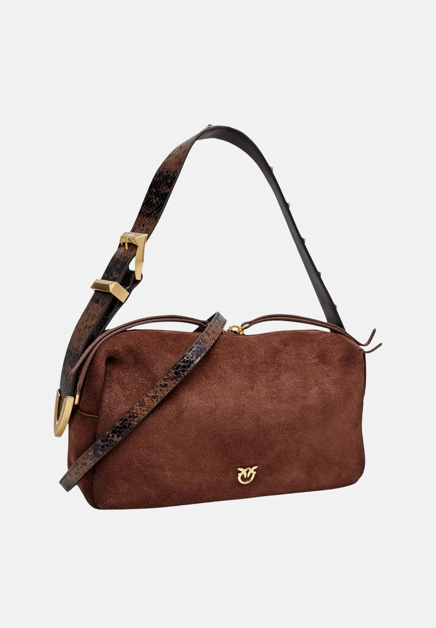 Borsa in suede con tracolla 106761A3DB L88J PINKO Castano intenso-matt gold 
