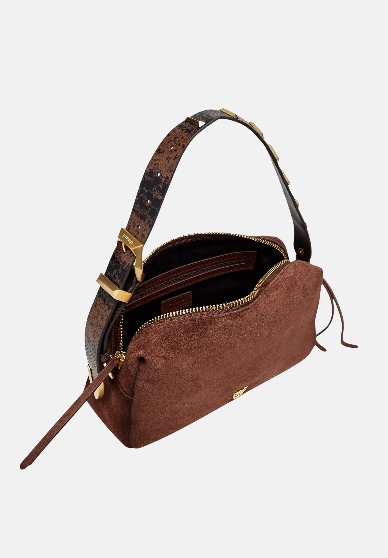 Borsa in suede con tracolla 106761A3DB L88J PINKO Castano intenso-matt gold 