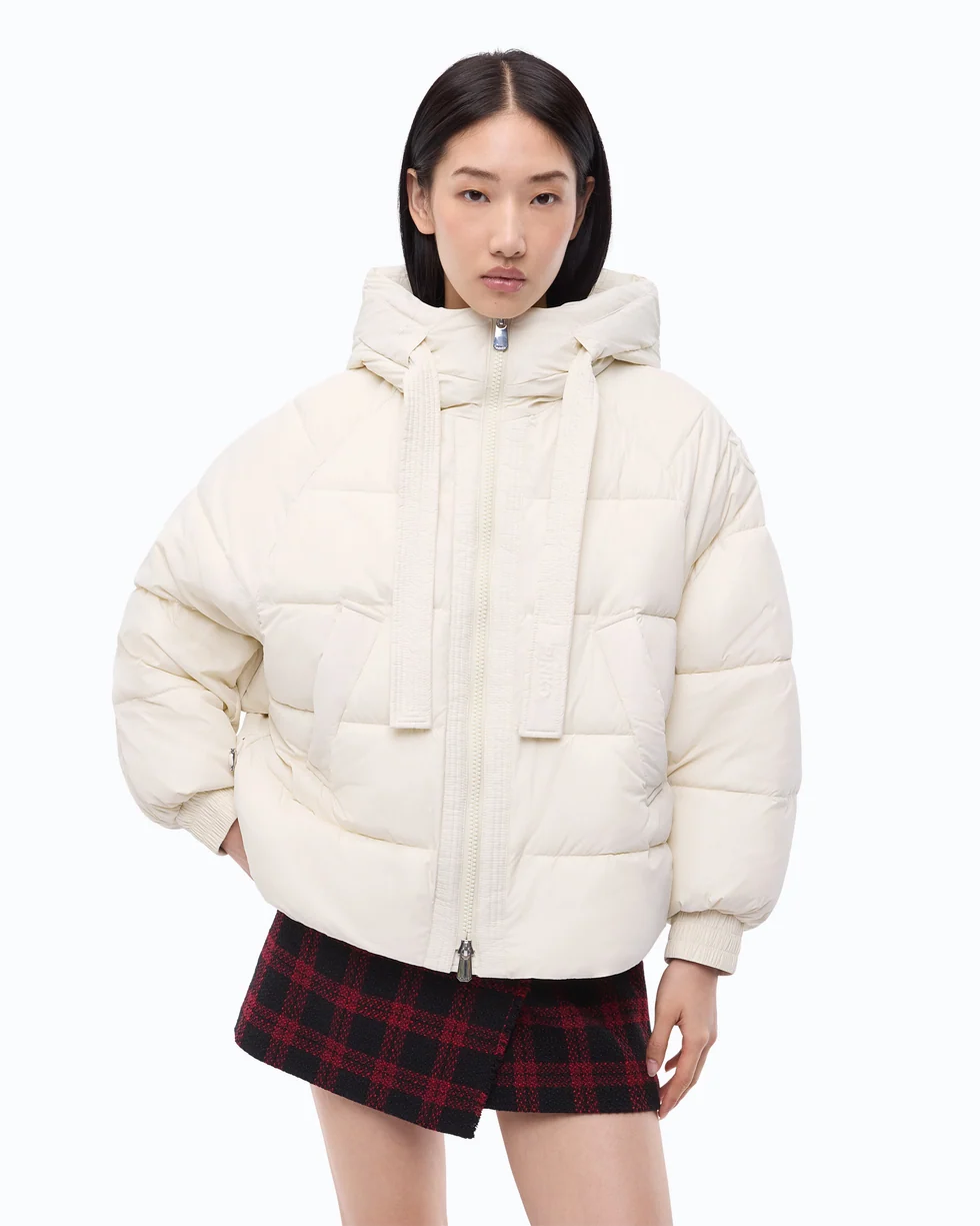 Giacca blouson oversize con cappuccio 107052A3EA C10 PINKO Panna 