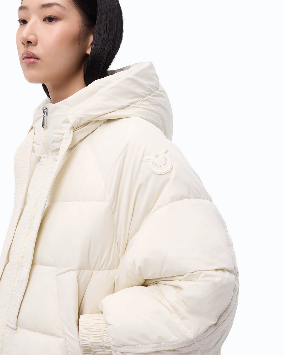 Giacca blouson oversize con cappuccio 107052A3EA C10 PINKO Panna 