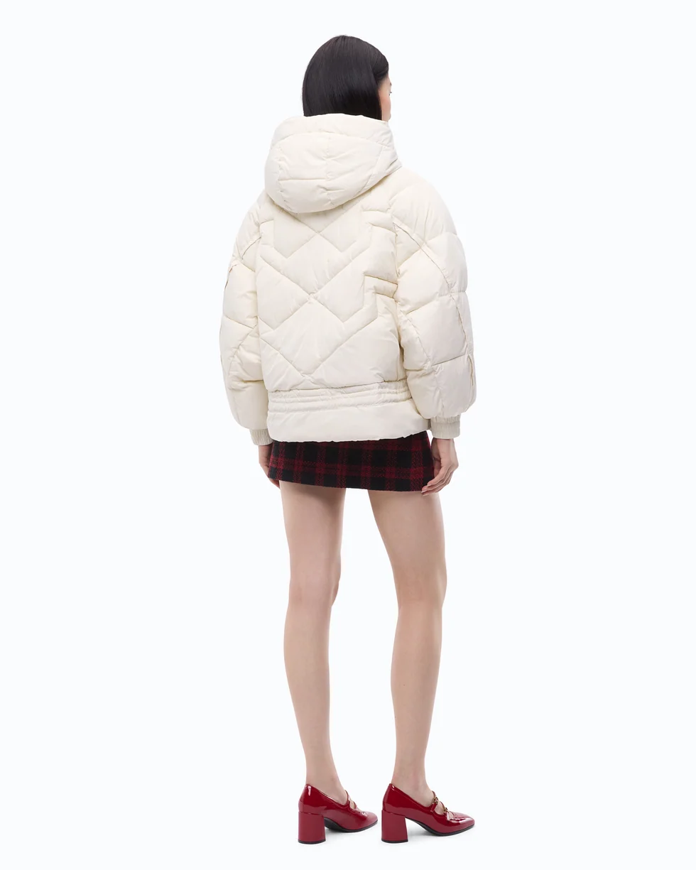 Giacca blouson oversize con cappuccio 107052A3EA C10 PINKO Panna 