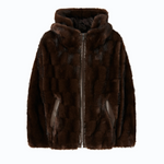 Giacca blouson effetto pelliccia con cappuccio 107054A3C5 M11 PINKO Marrone-chicco di caffè 