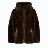 Giacca blouson effetto pelliccia con cappuccio 107054A3C5 M11 PINKO Marrone-chicco di caffè 