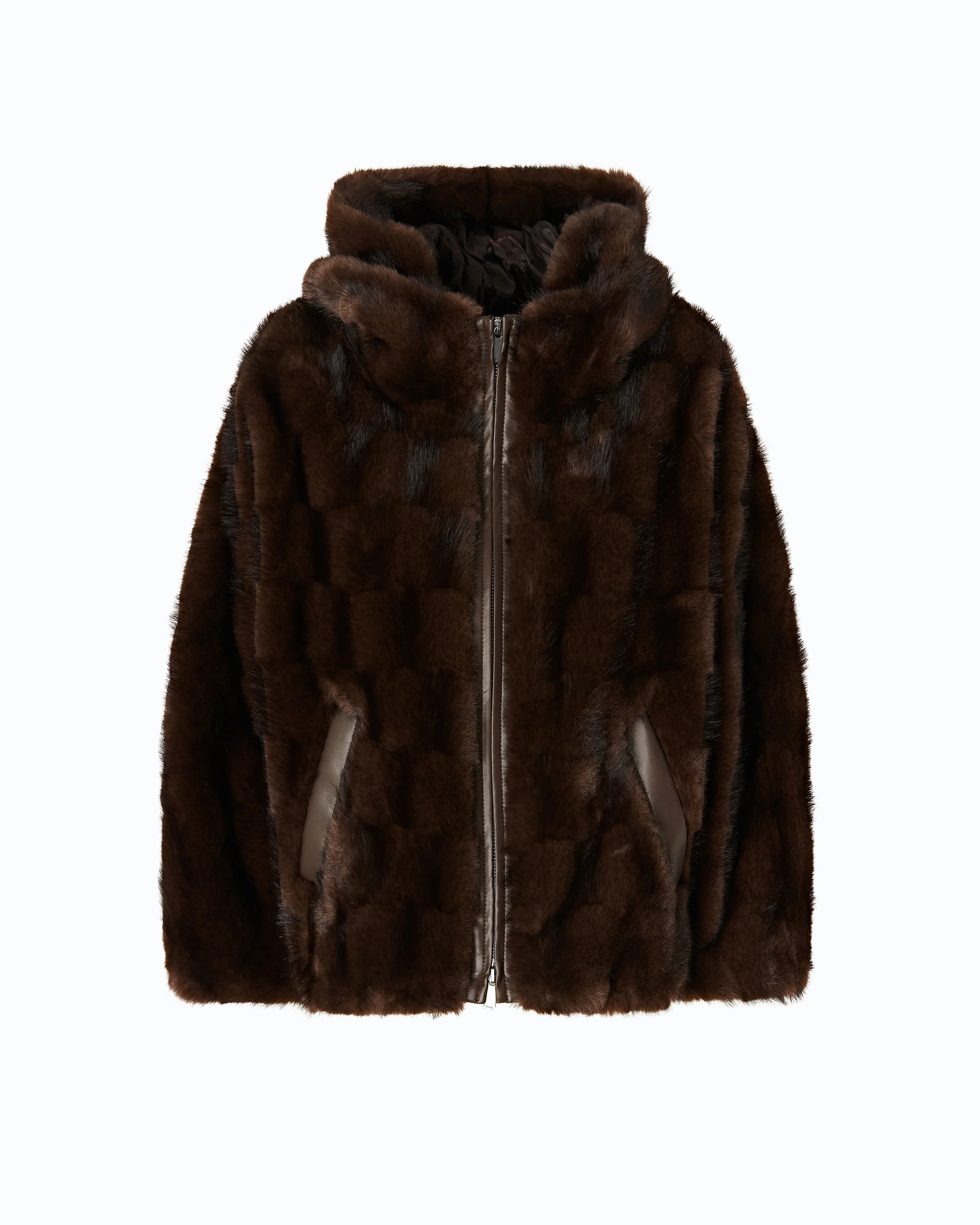 Giacca blouson effetto pelliccia con cappuccio 107054A3C5 M11 PINKO Marrone-chicco di caffè 