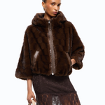Giacca blouson effetto pelliccia con cappuccio 107054A3C5 M11 PINKO Marrone-chicco di caffè 