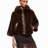 Giacca blouson effetto pelliccia con cappuccio 107054A3C5 M11 PINKO Marrone-chicco di caffè 