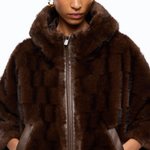 Giacca blouson effetto pelliccia con cappuccio 107054A3C5 M11 PINKO Marrone-chicco di caffè 
