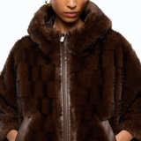 Giacca blouson effetto pelliccia con cappuccio 107054A3C5 M11 PINKO Marrone-chicco di caffè 