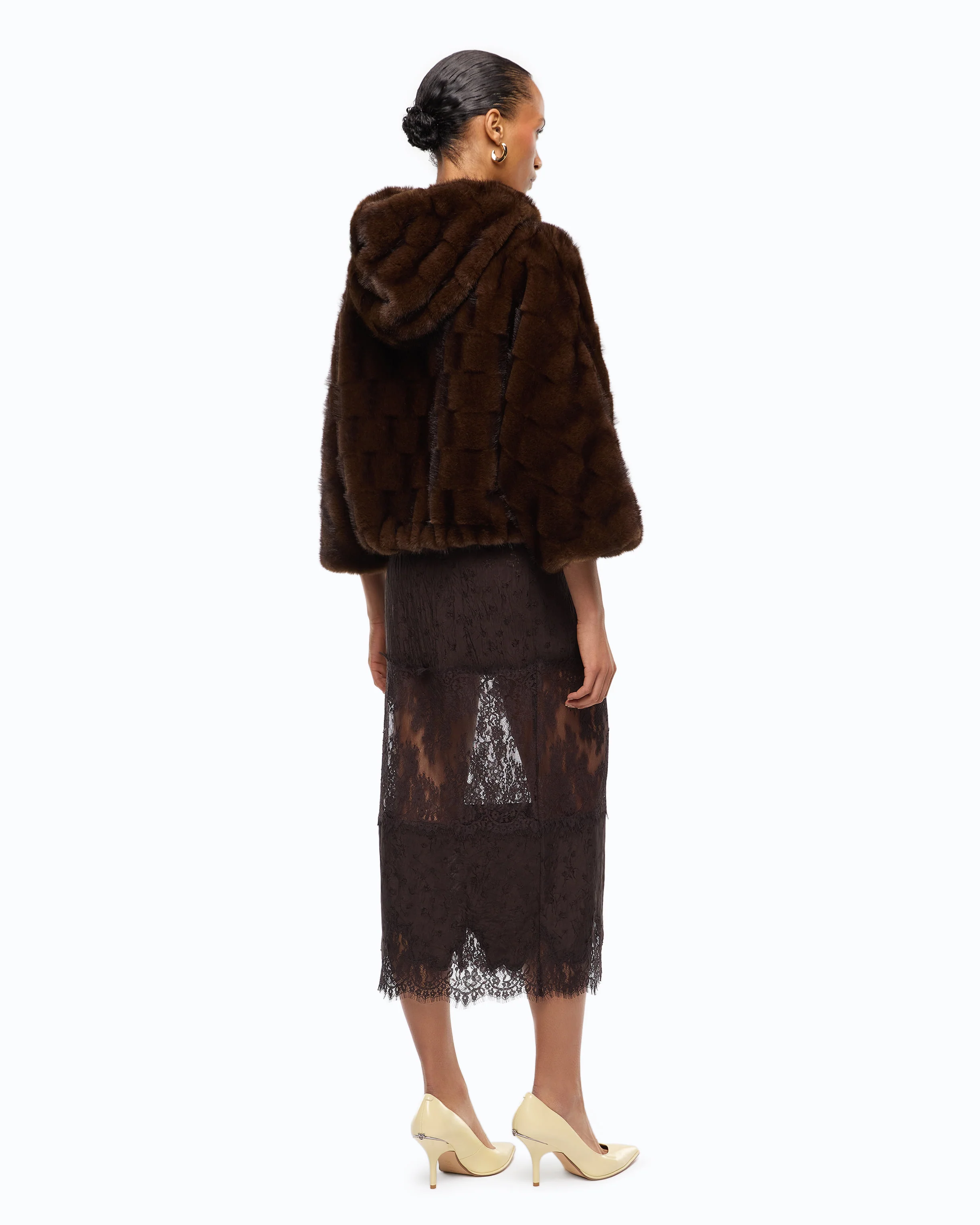 Giacca blouson effetto pelliccia con cappuccio 107054A3C5 M11 PINKO Marrone-chicco di caffè 