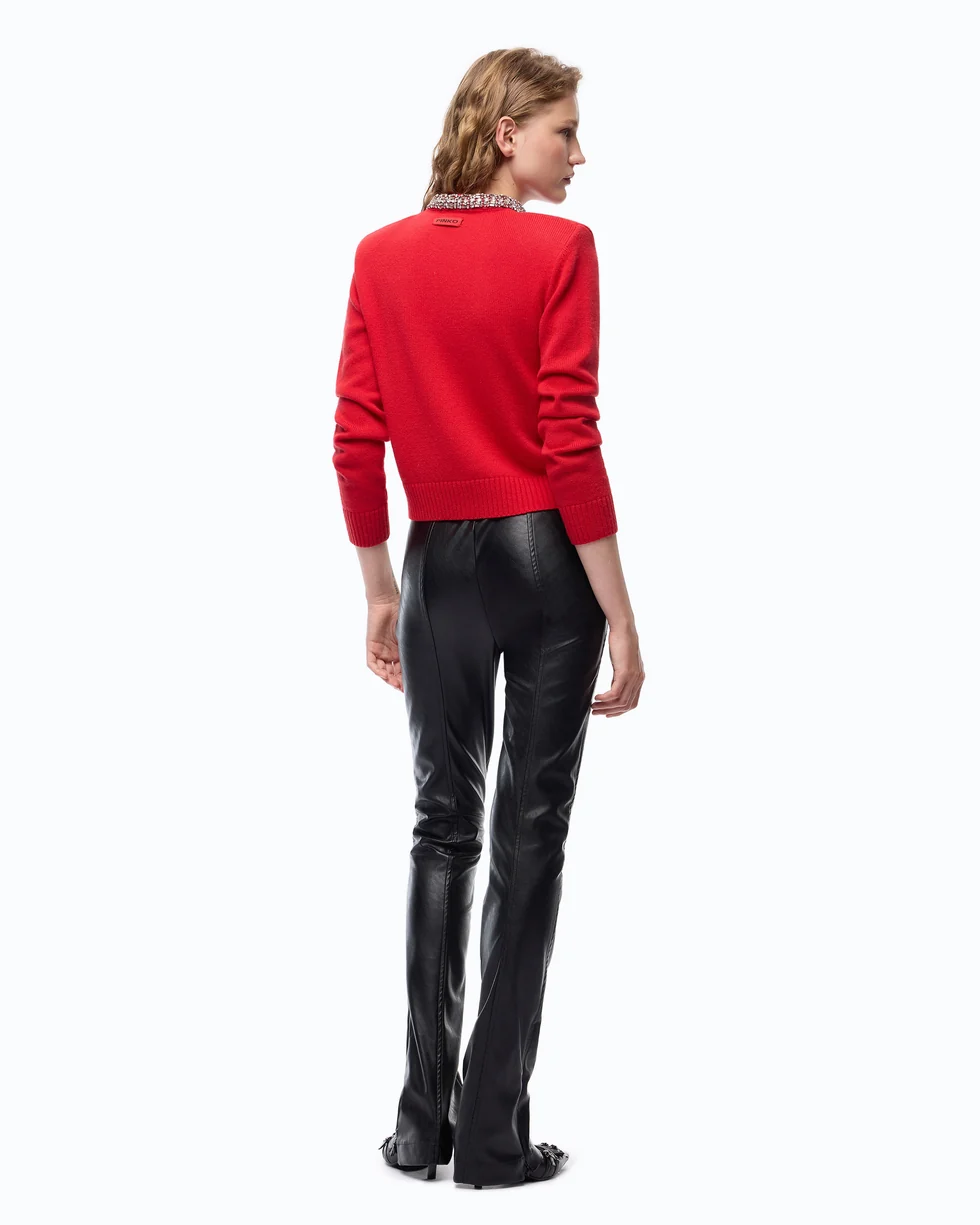 Pantaloni slim fit svasati effetto nappa 107127A3EQ Z99 PINKO Nero limousine 
