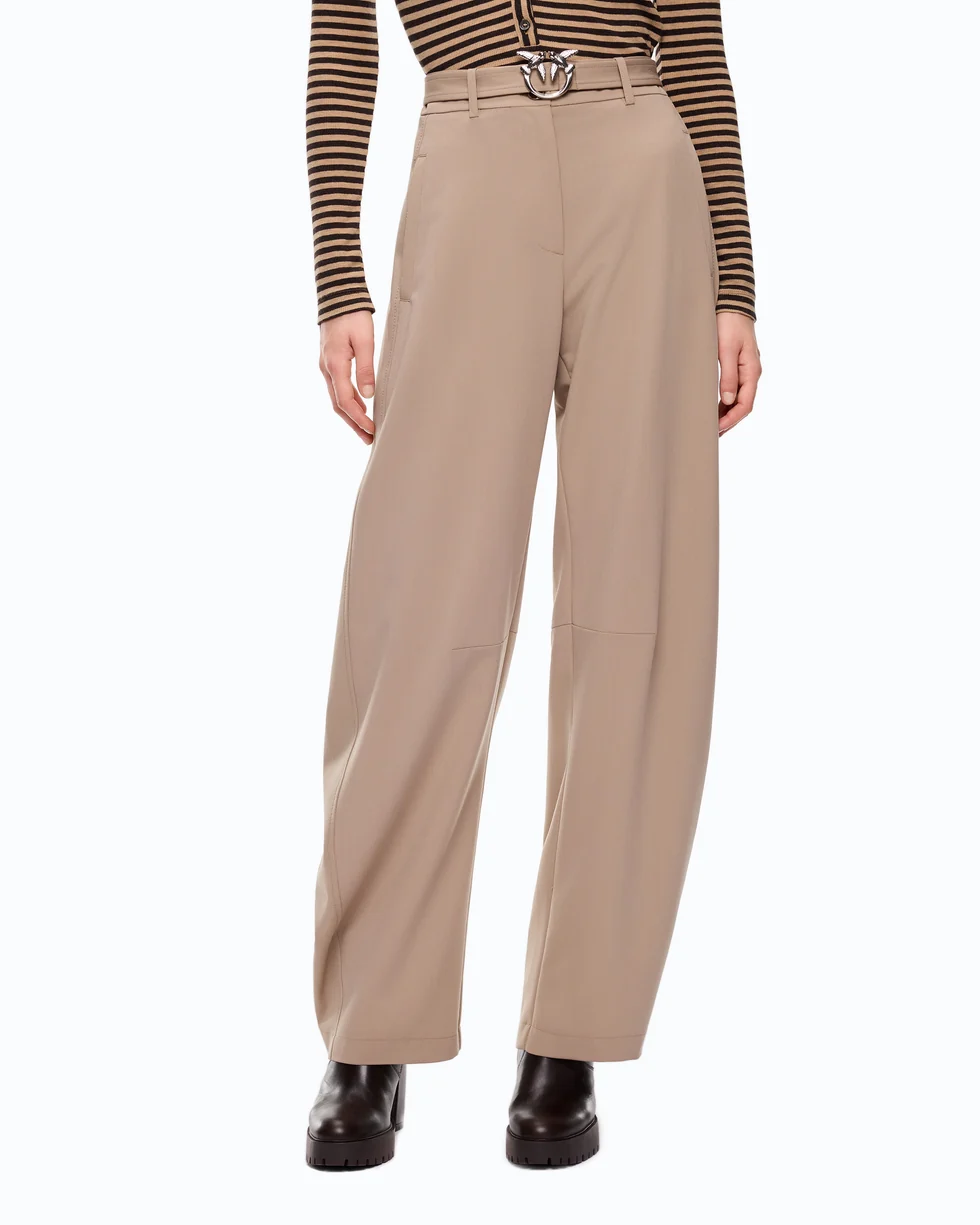 Pantaloni con cintura 107201A18E L13 PINKO Beige-oliva lucido 