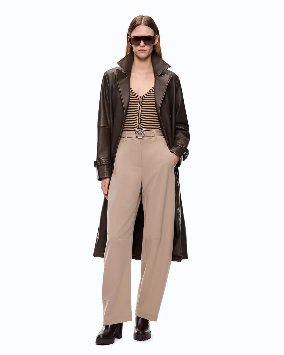 Pantaloni con cintura 107201A18E L13 PINKO Beige-oliva lucido 