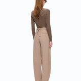 Pantaloni con cintura 107201A18E L13 PINKO Beige-oliva lucido 