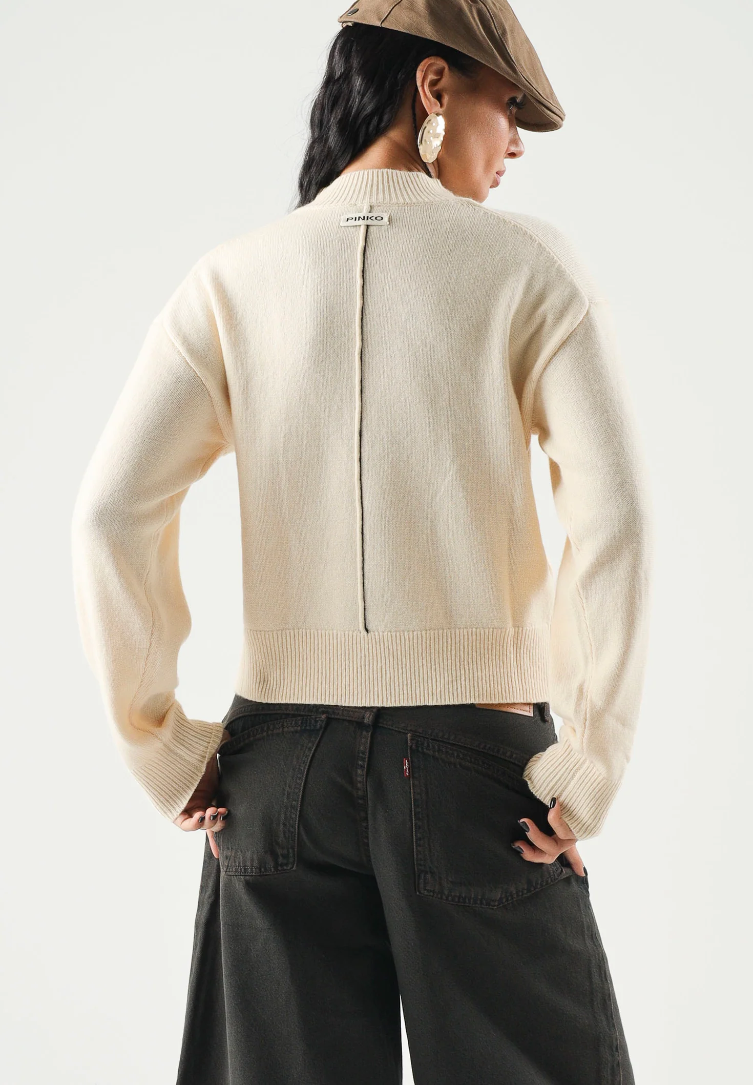Lupetto in lana 107205A3G1 C15 PINKO Beige rugiada gelata 