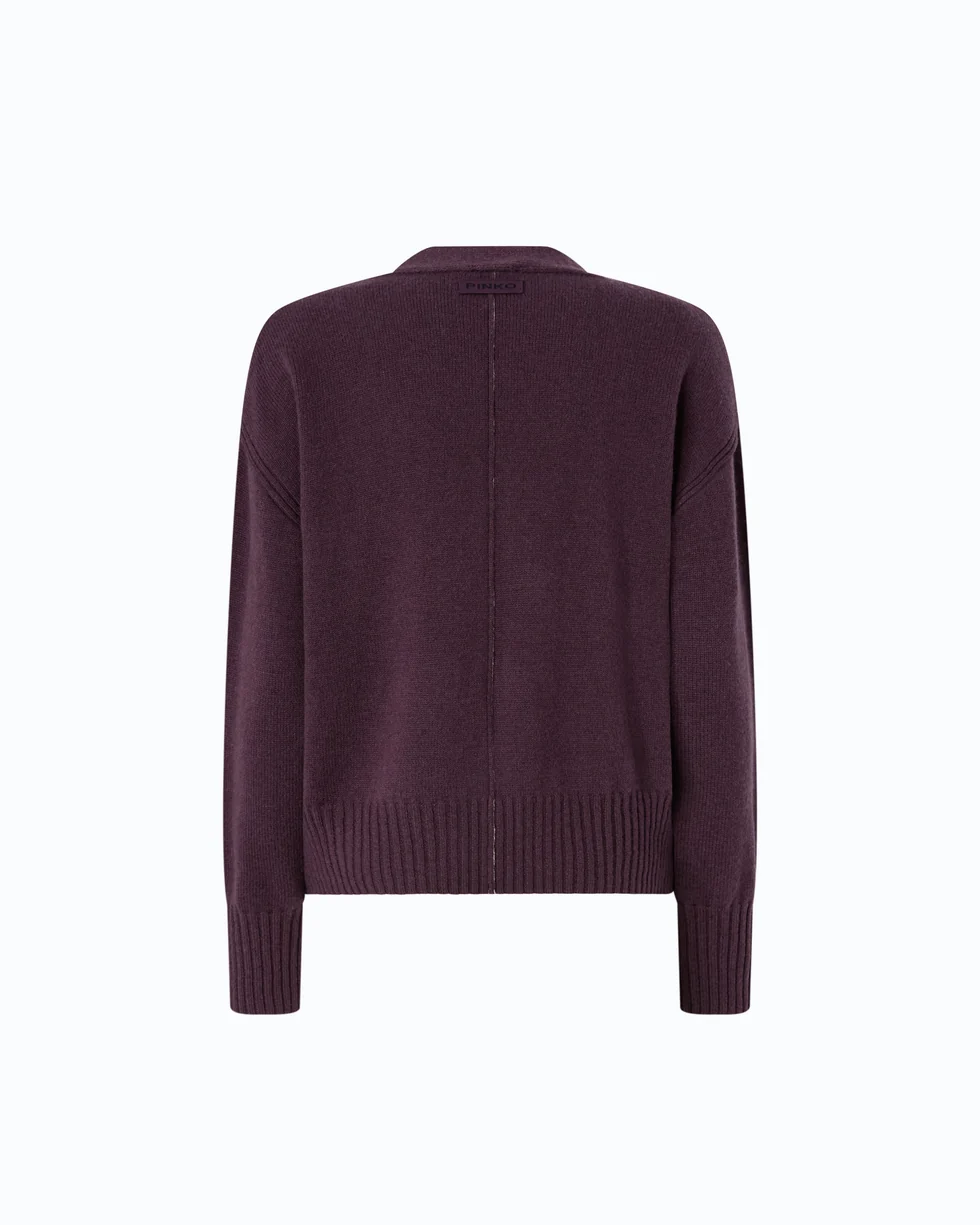 Cardigan in lana e cashmere 107212A3G1 W63 PINKO Viola prugna perfetto 