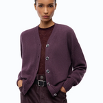 Cardigan in lana e cashmere 107212A3G1 W63 PINKO Viola prugna perfetto 