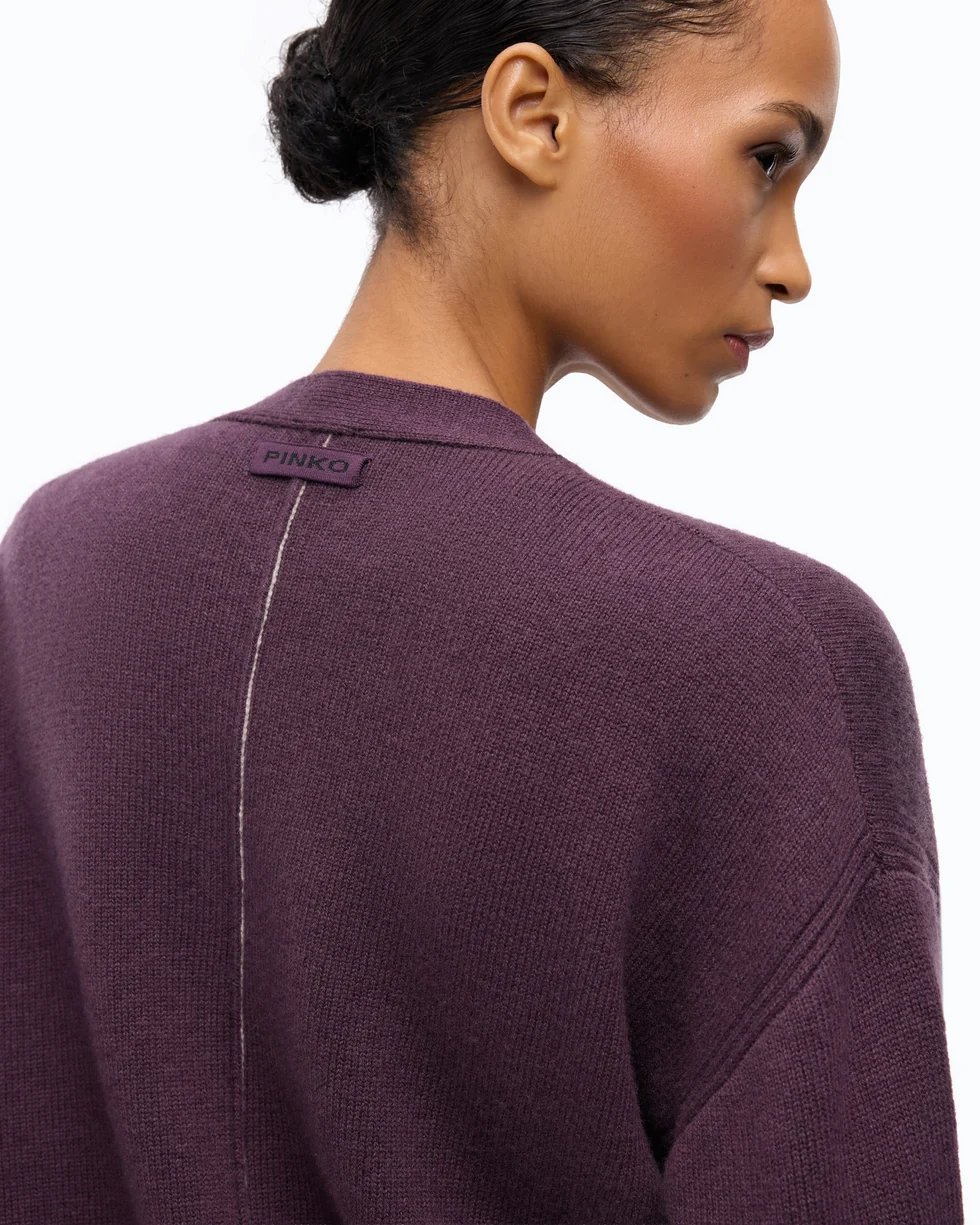 Cardigan in lana e cashmere 107212A3G1 W63 PINKO Viola prugna perfetto 