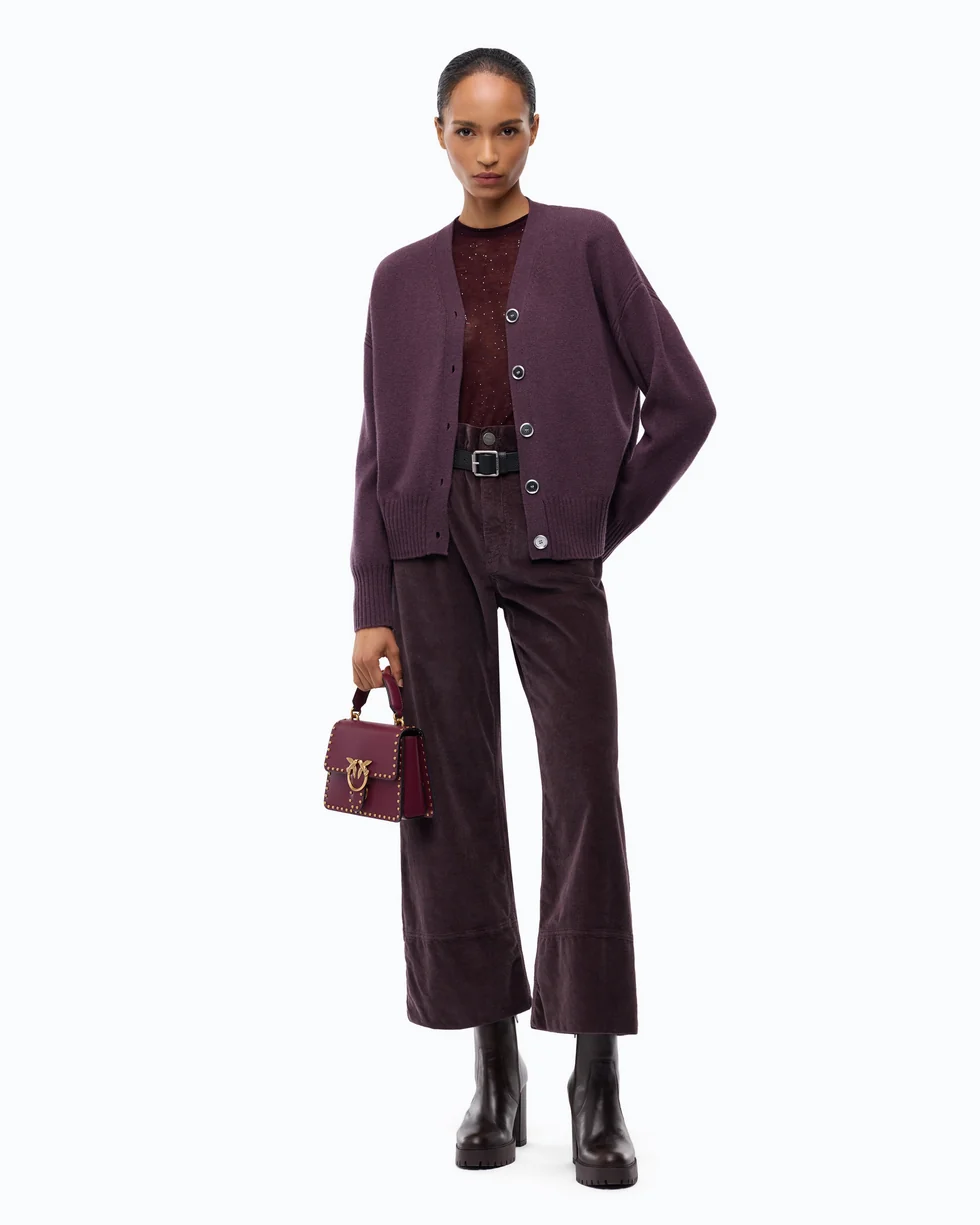 Cardigan in lana e cashmere 107212A3G1 W63 PINKO Viola prugna perfetto 