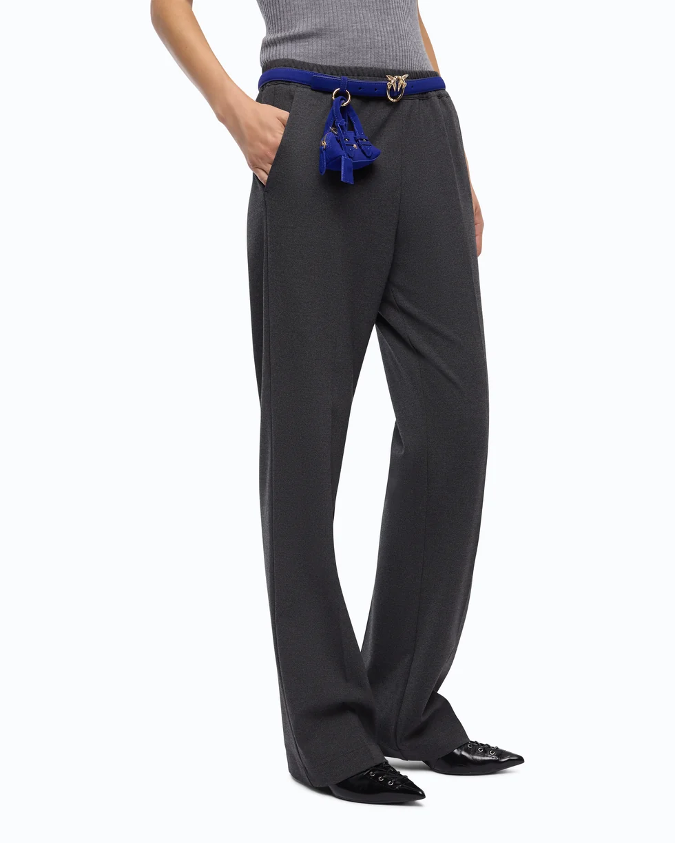 Pantaloni a gamba dritta con vita elasticizzata 107213A3AH I76 PINKO Grigio corvo 