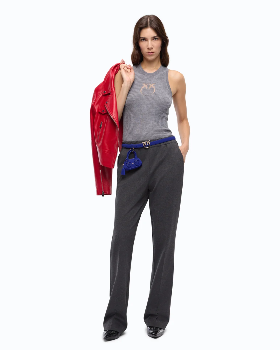 Pantaloni a gamba dritta con vita elasticizzata 107213A3AH I76 PINKO Grigio corvo 