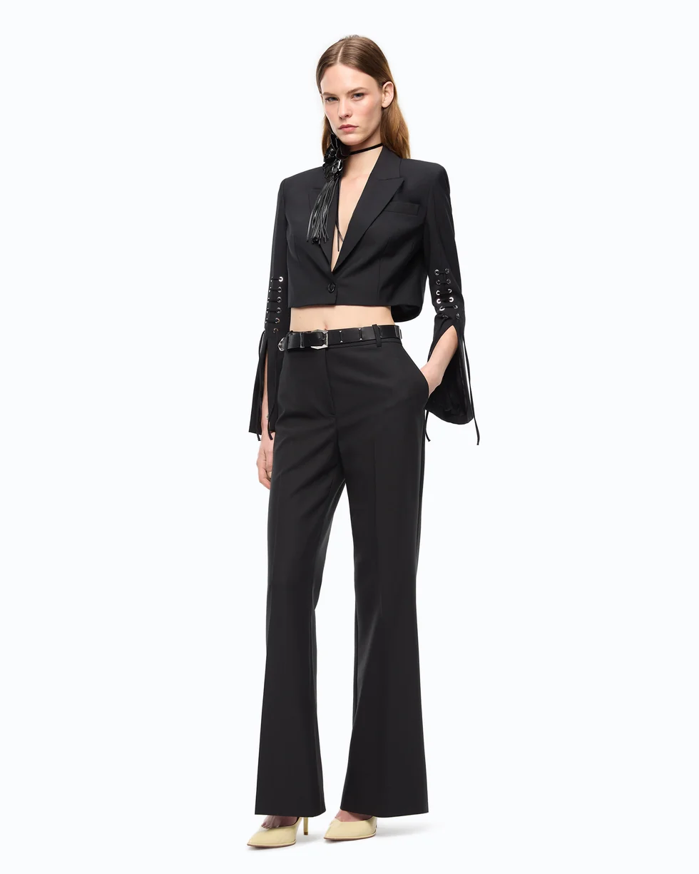 Pantalone sartoriale in fresco di lana 107214A3G3 Z99 PINKO Nero limousine 