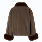 Caban in cotone con dettagli effetto pelliccia 107219A3GV L64 PINKO Marrone caffè 