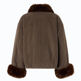 Caban in cotone con dettagli effetto pelliccia 107219A3GV L64 PINKO Marrone caffè 