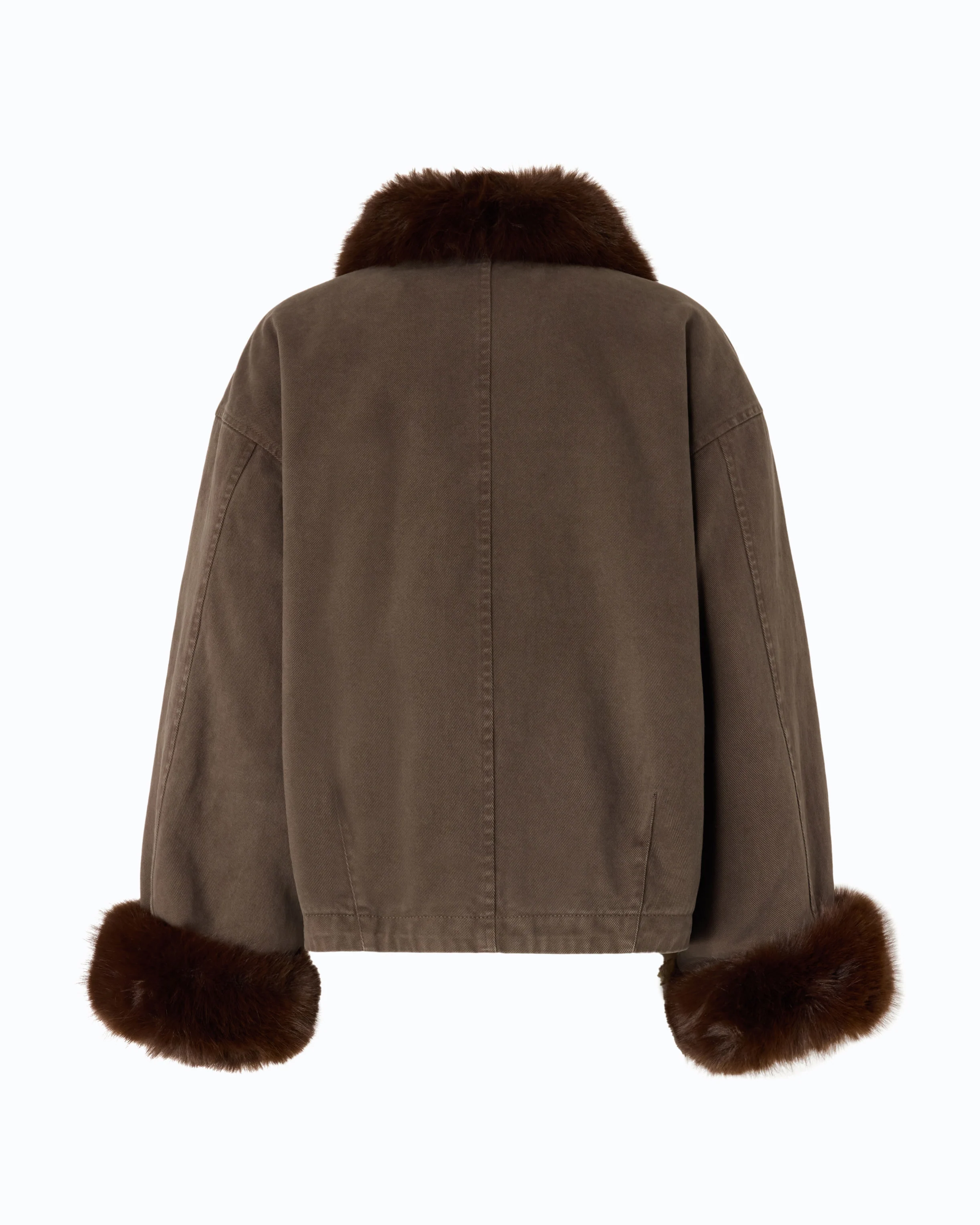 Caban in cotone con dettagli effetto pelliccia 107219A3GV L64 PINKO Marrone caffè 