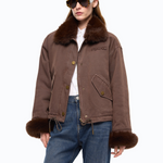 Caban in cotone con dettagli effetto pelliccia 107219A3GV L64 PINKO Marrone caffè 