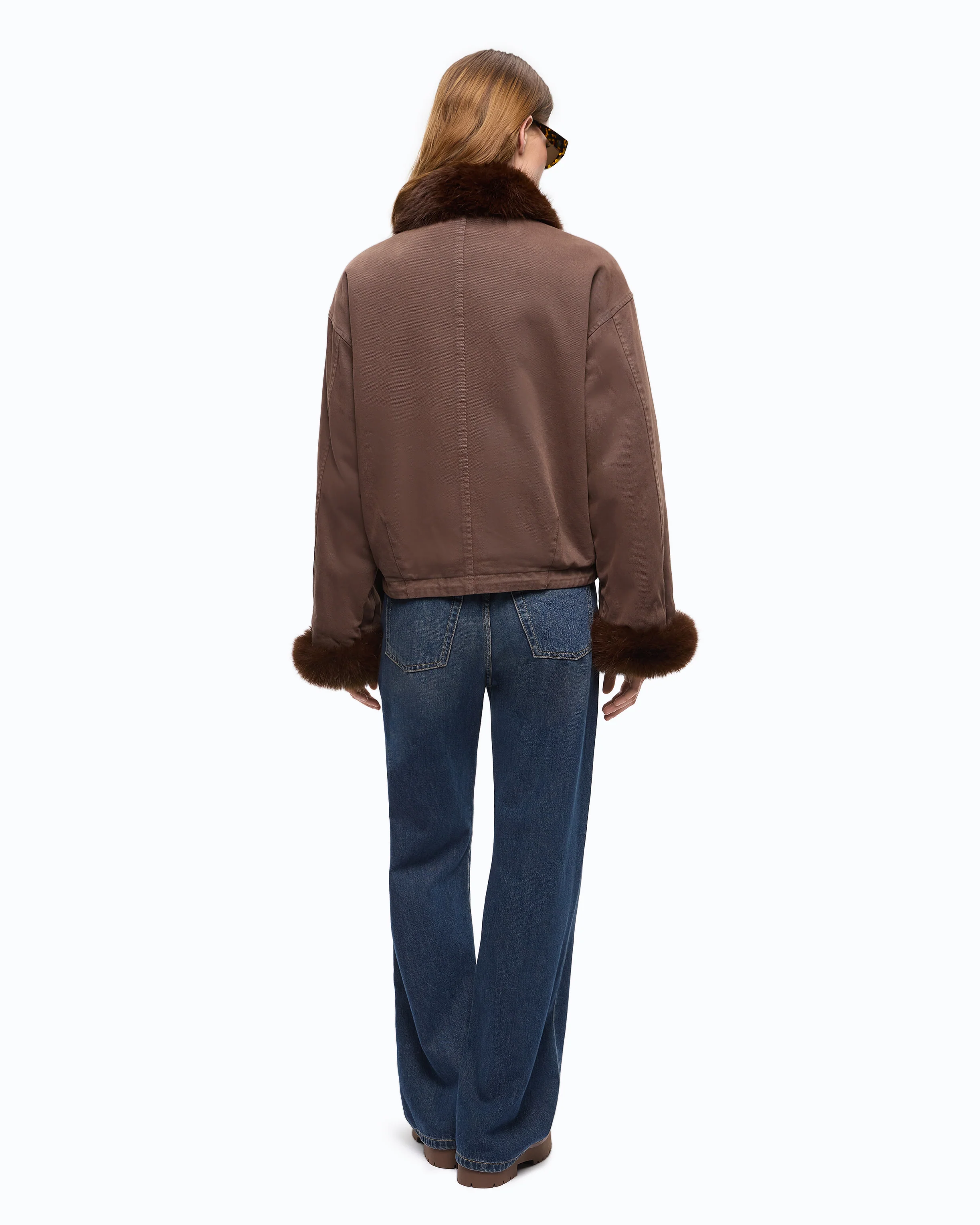 Caban in cotone con dettagli effetto pelliccia 107219A3GV L64 PINKO Marrone caffè 