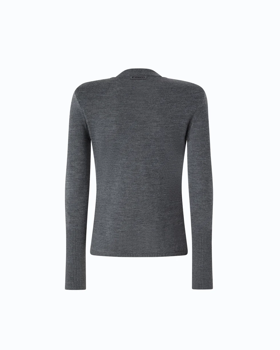 Maglia in lana merino con spalline rimovibili 107246A3FY I76 PINKO Grigio corvo 