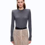 Maglia in lana merino con spalline rimovibili 107246A3FY I76 PINKO Grigio corvo 