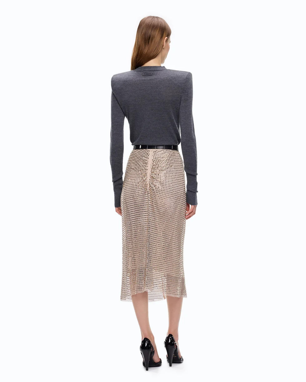 Maglia in lana merino con spalline rimovibili 107246A3FY I76 PINKO Grigio corvo 