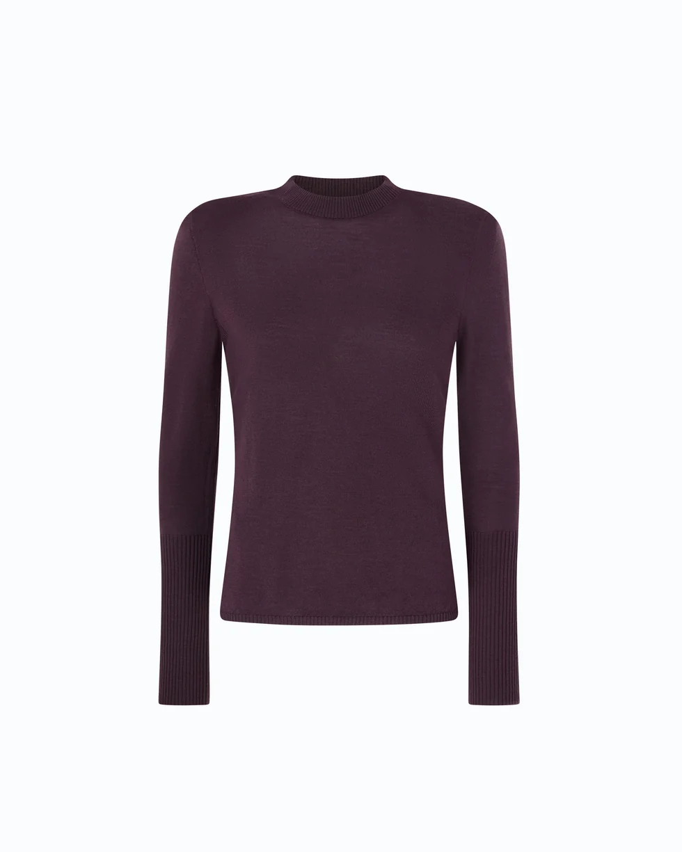 Maglia in lana merino con spalline rimovibili 107246A3FY W63 PINKO Viola prugna perfetto 