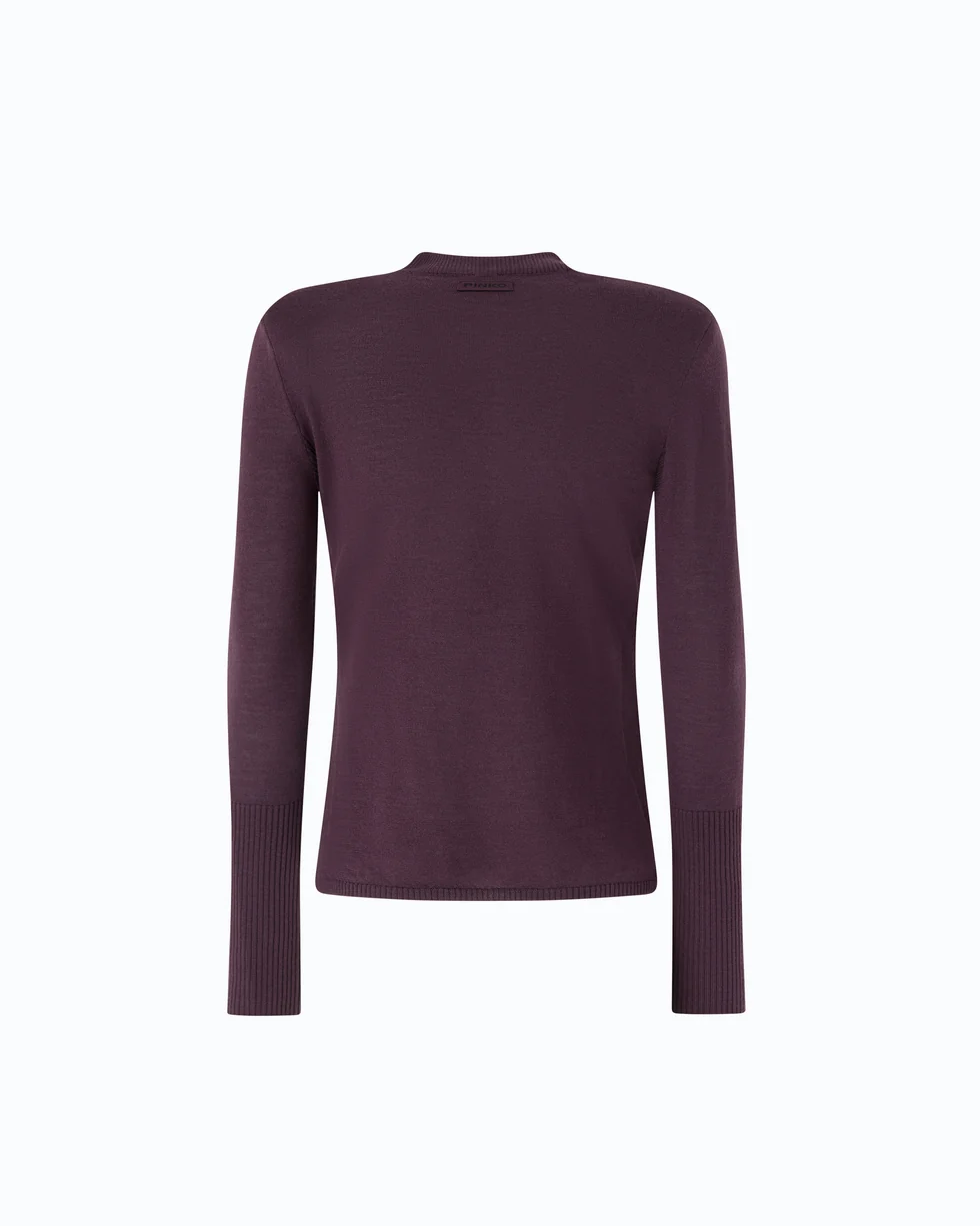 Maglia in lana merino con spalline rimovibili 107246A3FY W63 PINKO Viola prugna perfetto 