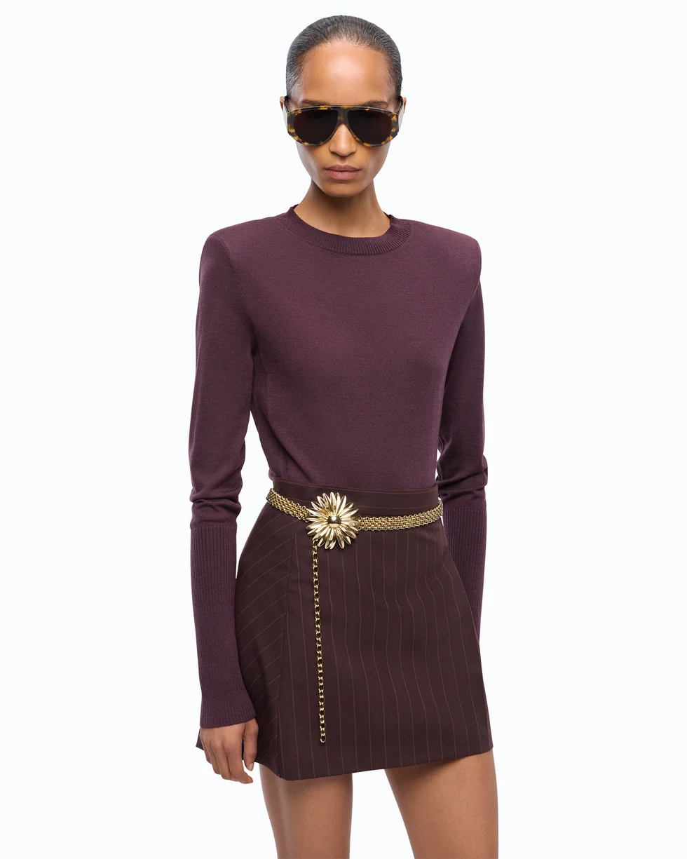 Maglia in lana merino con spalline rimovibili 107246A3FY W63 PINKO Viola prugna perfetto 