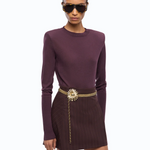 Maglia in lana merino con spalline rimovibili 107246A3FY W63 PINKO Viola prugna perfetto 