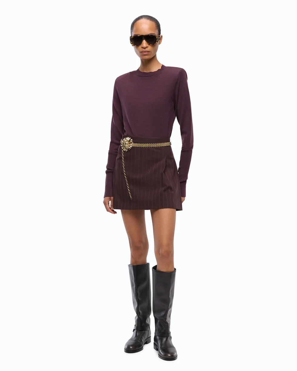 Maglia in lana merino con spalline rimovibili 107246A3FY W63 PINKO Viola prugna perfetto 
