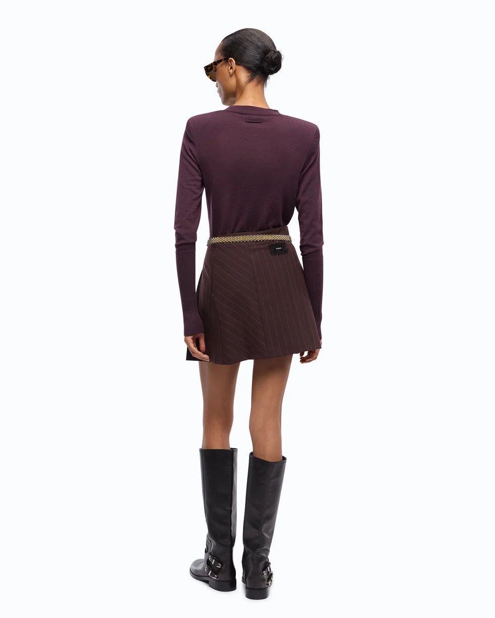 Maglia in lana merino con spalline rimovibili 107246A3FY W63 PINKO Viola prugna perfetto 