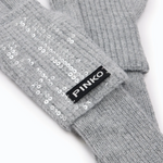 Guanti con paillettes e logo 107254A3EJ I42 PINKO Grigio pioggerella 