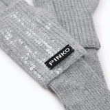 Guanti con paillettes e logo 107254A3EJ I42 PINKO Grigio pioggerella 