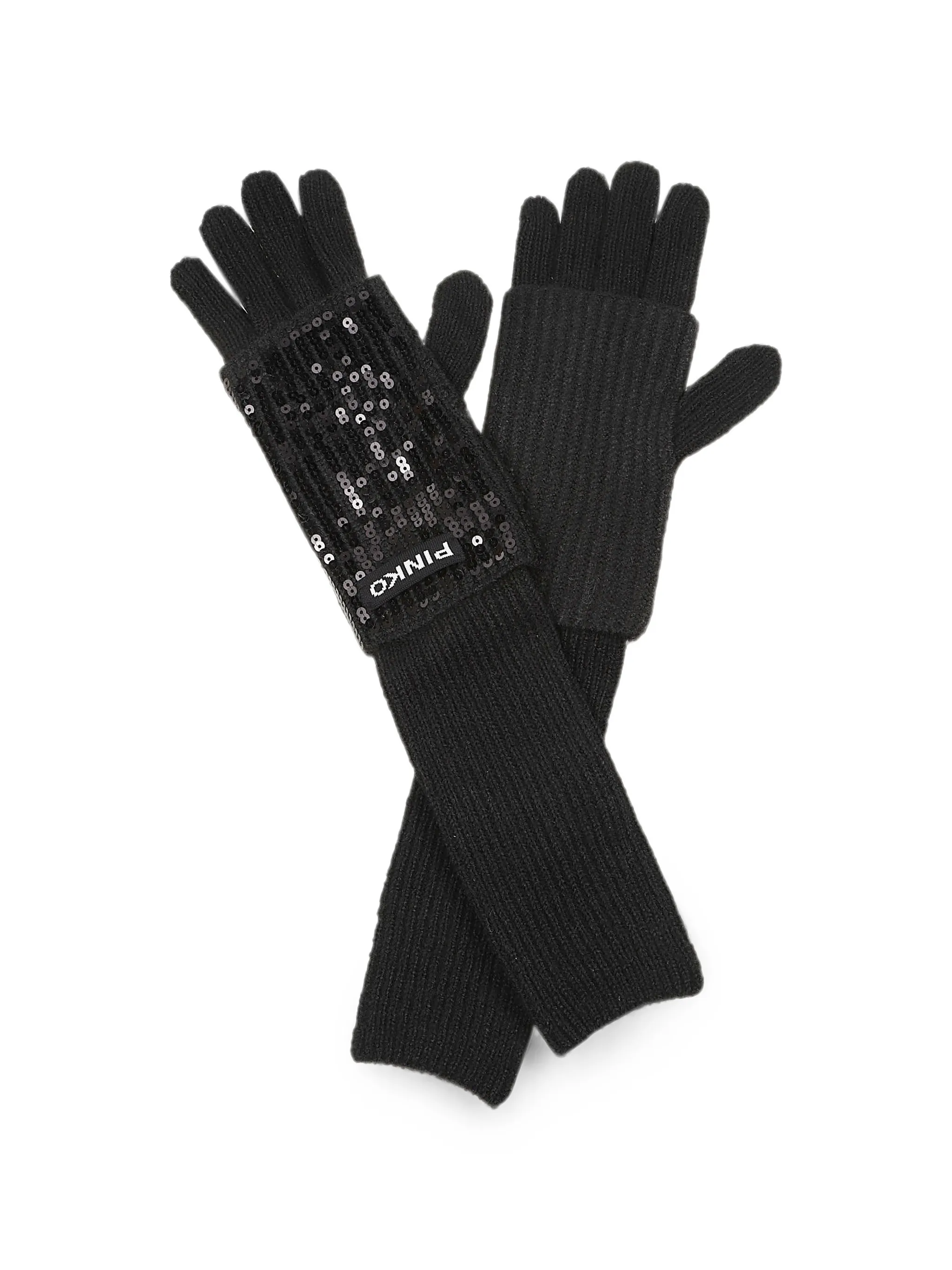 Guanti con paillettes e logo 107254A3EJ Z99 PINKO Nero limousine 