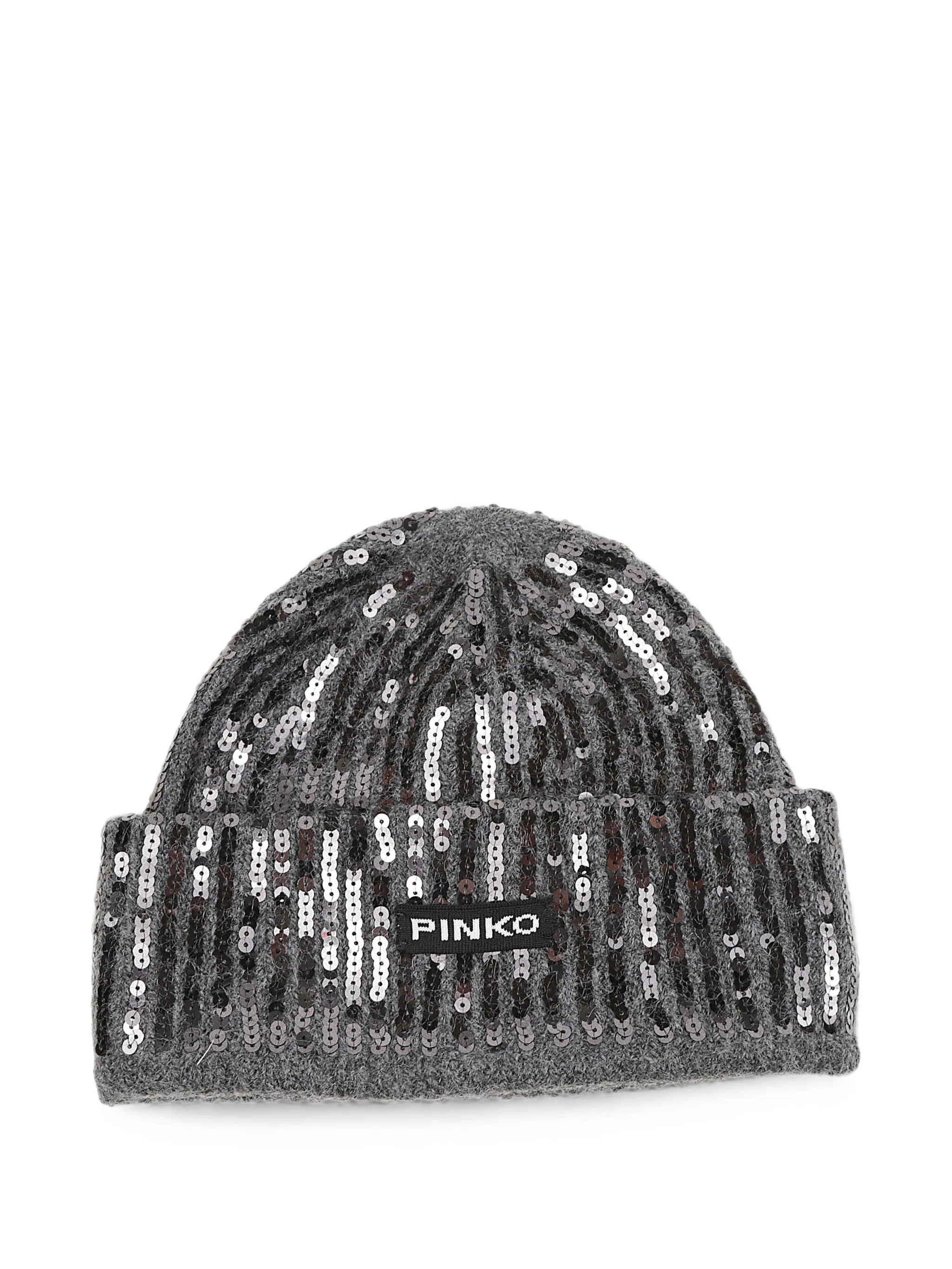 Cappello in lana con paillettes 107256A3EJ I42 PINKO Grigio pioggerella 