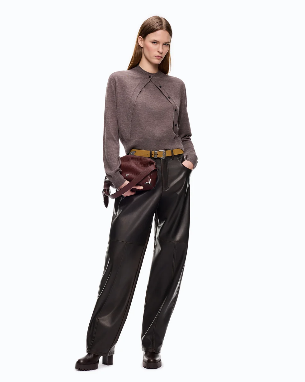 Maglia senza maniche con cardigan integrato 107259A3FY I66 PINKO Beige corda bungee 