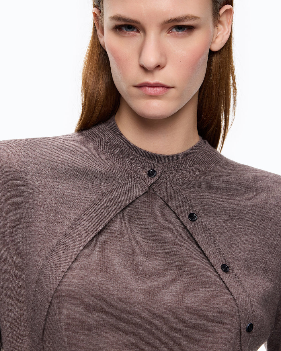 Maglia senza maniche con cardigan integrato 107259A3FY I66 PINKO Beige corda bungee 