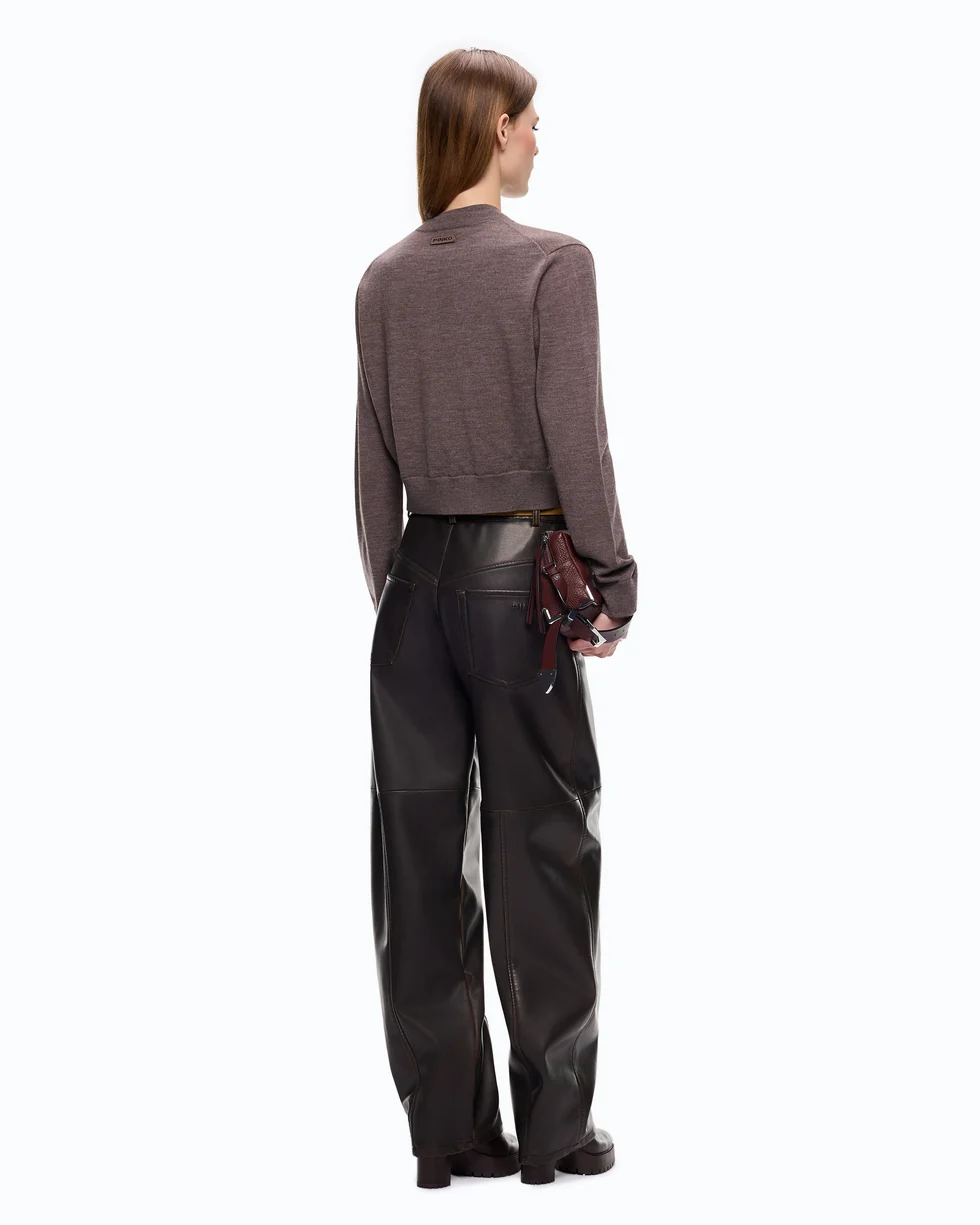 Maglia senza maniche con cardigan integrato 107259A3FY I66 PINKO Beige corda bungee 