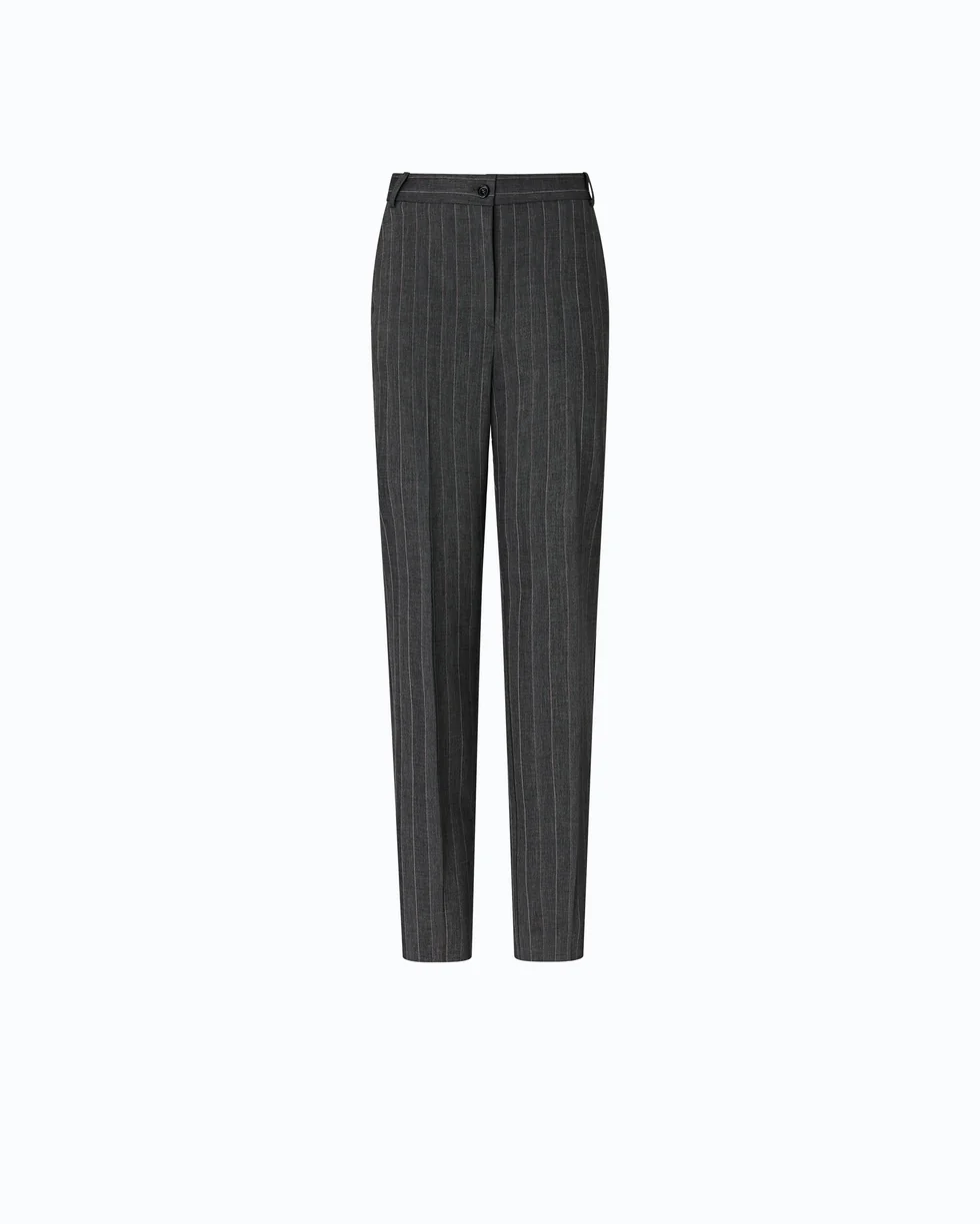 Pantaloni a sigaretta gessati in misto lana stretch 107264A3FF IN4 PINKO Mult. grigio/rosa 