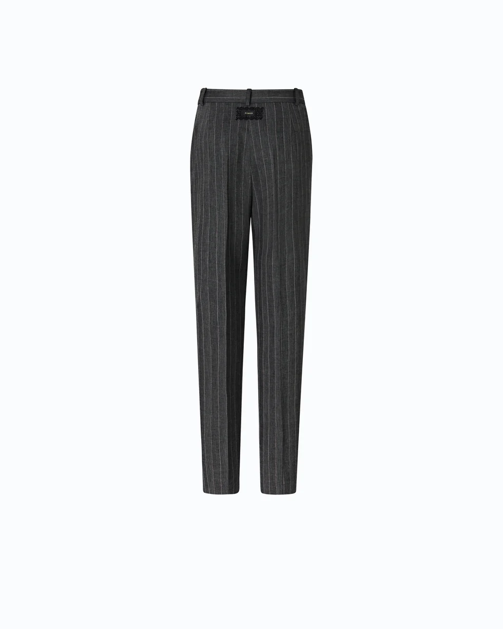 Pantaloni a sigaretta gessati in misto lana stretch 107264A3FF IN4 PINKO Mult. grigio/rosa 