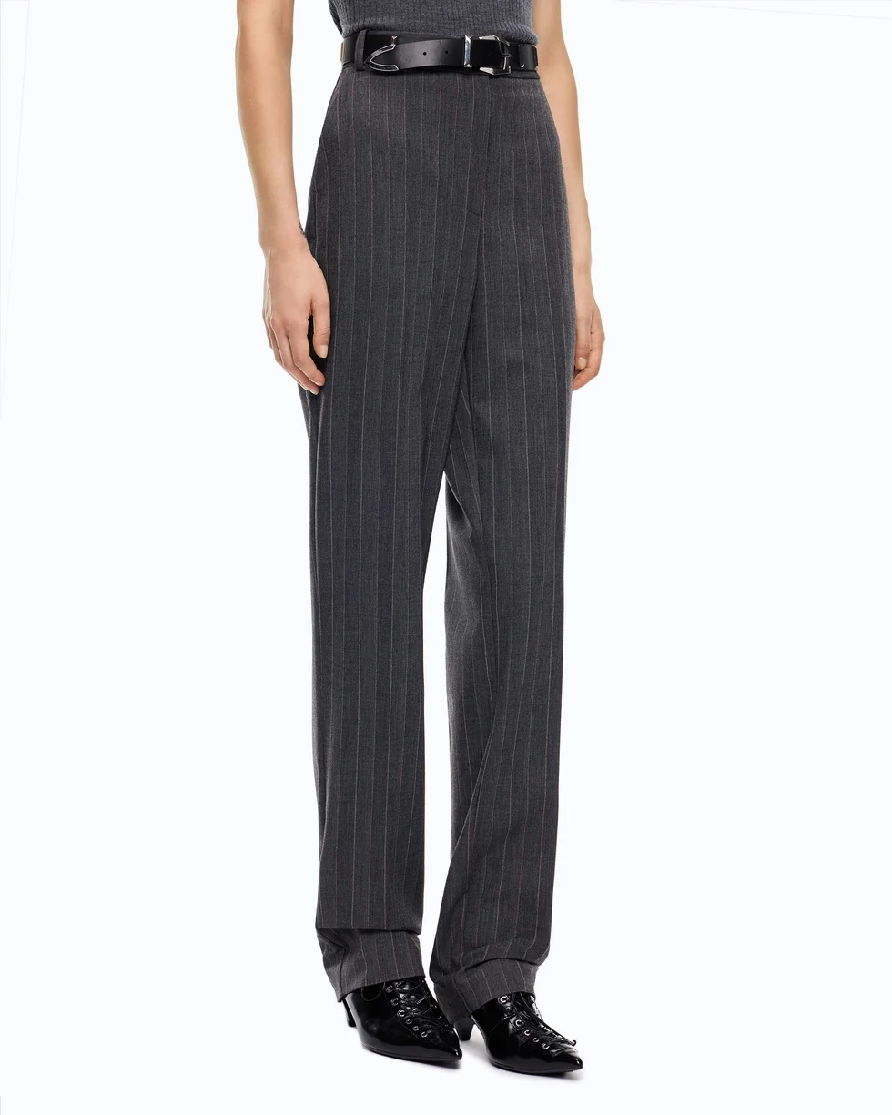 Pantaloni a sigaretta gessati in misto lana stretch 107264A3FF IN4 PINKO Mult. grigio/rosa 