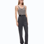Pantaloni a sigaretta gessati in misto lana stretch 107264A3FF IN4 PINKO Mult. grigio/rosa 